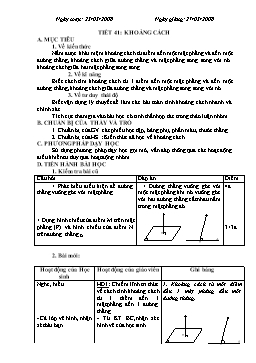 Giáo án Hình học 11 - Nâng cao - Tiết 41: Khoảng cách