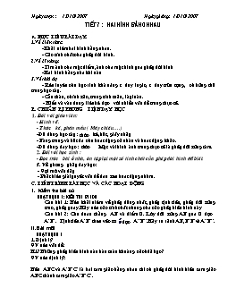 Giáo án Hình học 11 - Nâng cao - Tiết 8: Hai hình bằng nhau