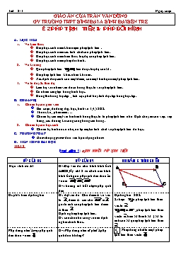Giáo án Hình học 11 NC bài 2: Phép tịnh tiến & phép dời hình