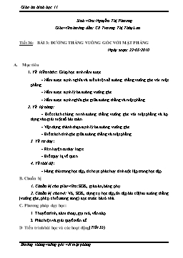 Giáo án Hình học 11 tiết 36 bài 3: Đường thẳng vuông góc với mặt phẳng