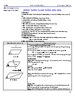 Giáo án Hình học 11 - Tuần 14, 15 - Tiết 17 đến 21