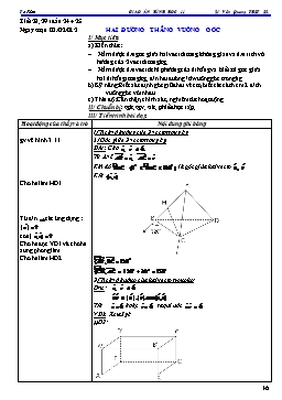 Giáo án Hình học 11 - Tuần 24, 25 - Tiết 28, 29: Hai đường thẳng vuông góc