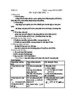 Giáo án Hình học lớp 11 tiết 13: Ôn tập chương 1