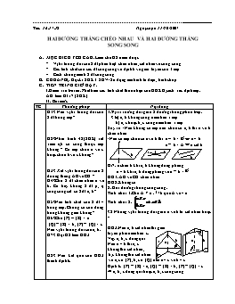 Giáo án Hình học lớp 11 tiết 16, 17, 18: Hai đường thẳng chéo nhau và hai đường thẳng song song