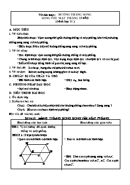 Giáo án Hình học lớp 11 tiết 21: Đường thẳng song song với mặt phẳng (1 tiết )