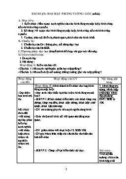 Giáo án Hình học lớp 11 tiết 41: Hai mặt phẳng vuông góc (tiết 2)