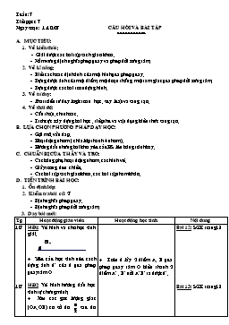 Giáo án Hình học NC 11 tiết 7: Câu hỏi và bài tập