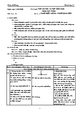 Giáo án môn Hình học 11 CB tiết 1: Phép biến hình – phép tịnh tiến