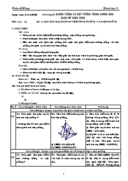 Giáo án môn Hình học 11 CB tiết 14: Bài tập đại cương về đường thẳng và mặt phẳng