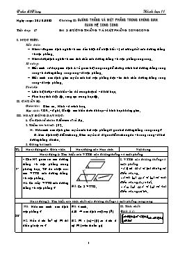 Giáo án môn Hình học 11 CB tiết 17: Đường thẳng và mặt phẳng song song