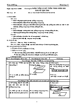 Giáo án môn Hình học 11 CB tiết 19: Hai mặt phẳng song song