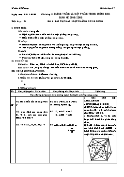 Giáo án môn Hình học 11 CB tiết 21: Bài tập hai mặt phẳng song song