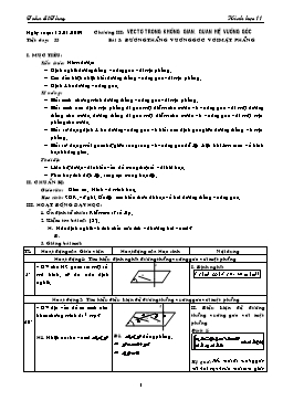 Giáo án môn Hình học 11 CB tiết 33: Đường thẳng vuông góc với mặt phẳng