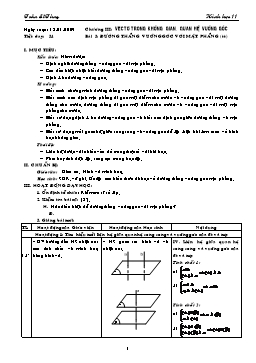 Giáo án môn Hình học 11 CB tiết 34: Đường thẳng vuông góc với mặt phẳng (tt)