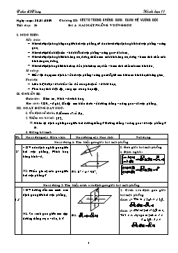 Giáo án môn Hình học 11 CB tiết 36: Hai mặt phẳng vuông góc