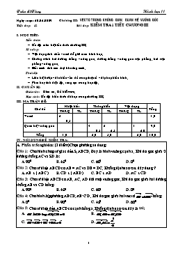 Giáo án môn Hình học 11 CB tiết 42: Kiểm tra 1 tiết chương III