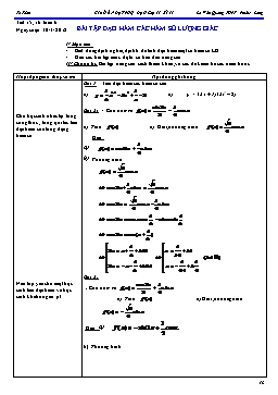 Giáo án Phụ đạo Toán 11 tiết 15, 16: Bài tập đạo hàm các hàm số lượng giác