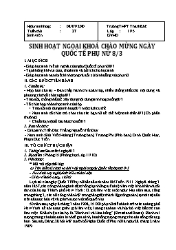 Giáo án Sinh hoạt ngoại khoá chào mừng ngày quốc tế phụ nữ 8/3