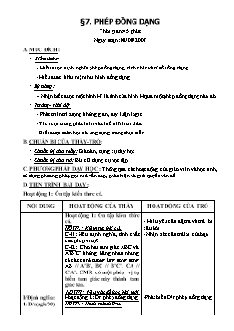 Giáo án Toán Hình 11 tiết 12: Phép đồng dạng