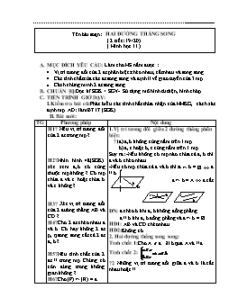 Giáo án Toán Hình 11 tiết 19, 20: Hai đường thẳng song