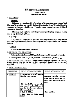 Giáo án Toán Hình 11 tiết 8: Hình bằng nhau