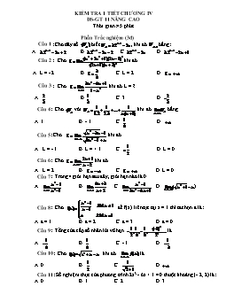 Kiểm tra 1 tiết chương IV Đại số - Giải tích 11 nâng cao