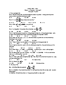 Kiểm tra 1 tiết Đại số 11 nâng cao – Chương II