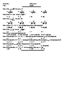 Kiểm tra 15’ - Đại số 11 phần Đạo hàm