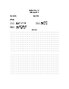 Kiểm tra 15’ môn Đại số 11