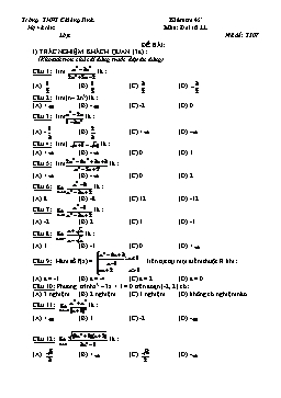 Kiểm tra 45 phút - Môn: Đại số 11