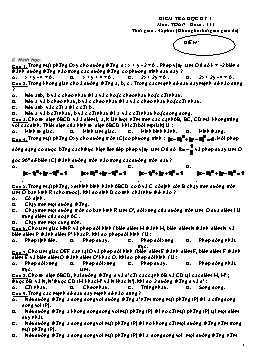 Kiểm tra học kỳ 1- Môn: Toán 11 - Đề số: 111