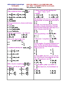 Kiểm tra học kỳ I môn: Toán 11 ( chương trình nâng cao )