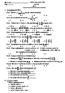 Kiểm tra một tiết Đại số 11 tiết 22 (Đề 2)