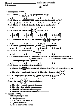Kiểm tra một tiết Đại số 11 tiết 22 (Đề 3)