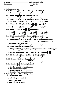 Kiểm tra một tiết Đại số 11 tiết 22