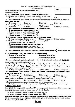 Kiểm tra một tiết Hình học 11 nâng cao (tiểt 14)