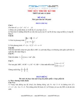 Thử sức trước kì thi THPT môn Toán - Đề số 02