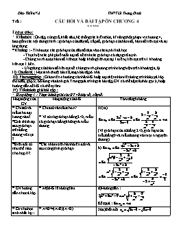 Giáo án Đại số & Giải tích 11: Câu hỏi và bài tập ôn chương 4