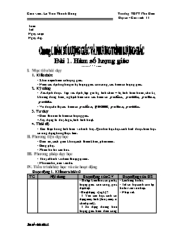 Giáo án Đại số Giải tích 11 - Chương I và II - Trường THPT Phú Điền