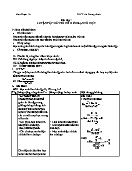 Giáo án Đại số & Giải tích 11 Luyện tập: Dãy số có giới hạn vô cực