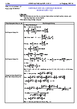 Giáo án dạy phụ đạo Toán lớp 11 tuần 1, 2: Giới hạn dãy số, giới hạn hàm số hàm số liên tục
