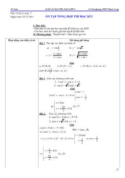 Giáo án dạy phụ đạo Toán lớp 11 tuần 7: Ôn tập tổng hợp thi học kì I