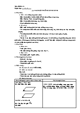 Giáo án Hình học 11 (Hai cột) tiết 19: Hai mặt phẳng song song