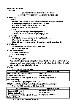 Giáo án Hình học 11 nâng cao tiết 1, 2, 3: §1 Mở đầu về phép biến hình - §2 Phép tịnh tiến và phép dời hình