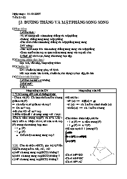 Giáo án Hình học 11 nâng cao tiết 21, 22: Đường thẳng và mặt phẳng song song