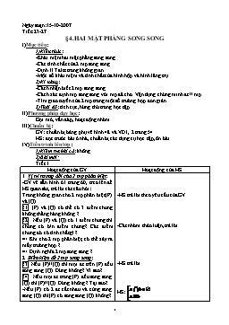 Giáo án Hình học 11 nâng cao tiết 23-27: Hai mặt phẳng song song