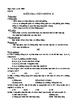 Giáo án Hình học 11 nâng cao tiết 31: Kiểm tra 1 tiết chương II