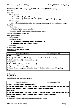 Giáo án Hình học lớp 11 (cơ bản) tiết 26: Phép chiếu song song. Hình biểu diễn của một hình không gian