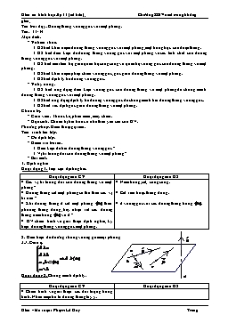 Giáo án Hình học lớp 11 (cơ bản) tiết 33, 34: Đường thẳng vuông góc với mặt phẳng