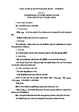 Giáo án Hoạt động giáo dục hướng nghiệp II